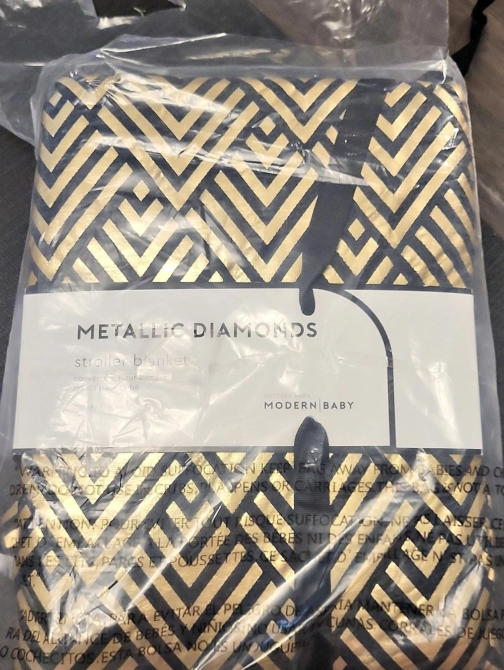 Modern Baby Metallic Diamonds Girls Size Large Black & Gold NWT